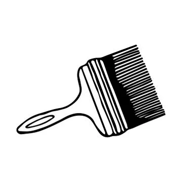 Hand-draw black vector illustration of a paintbrush with wooden handle isolat Illustration