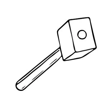 Hand-draw black vector illustration of metallic locksmith tool sledgehammer i Stock Illustration