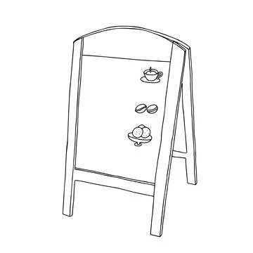 A Hand draw black vector illustration of a wooden billboard isolated on a whi Illustration