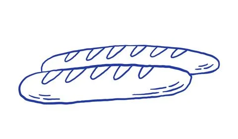 Hand draw bread vector illustration. Baguette in sketch doodle style. Fresh.. Stock Illustration