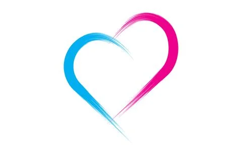Hand draw brush heart shape vector art Stock Illustration
