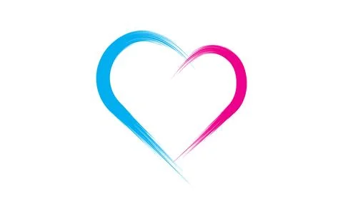 Hand draw brush heart shape vector art Illustrazione stock