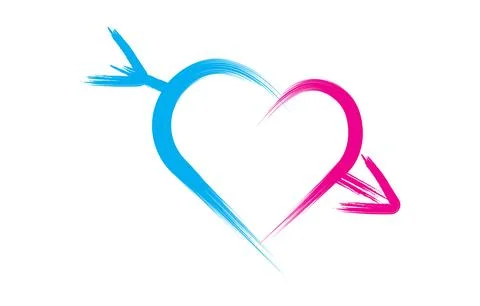 Hand draw brush heart shape vector art Stock Illustration