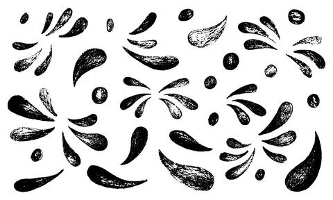 Hand draw brush quotes, commas, ornament, marks, splash, flourish set. Vector イラスト素材