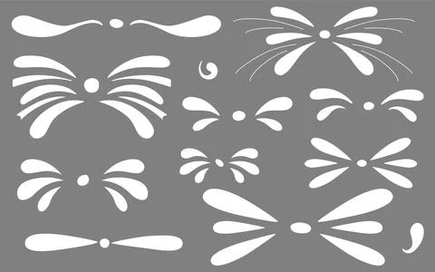 Hand draw brush quotes, commas, ornament, marks, splash, flourish set. Vector Illustrazione stock