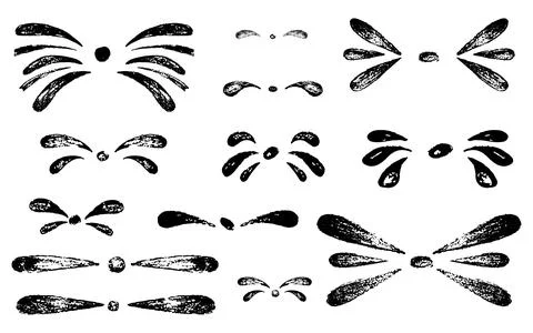 Hand draw brush quotes, commas, ornament, marks, splash, flourish set. Vector イラスト素材