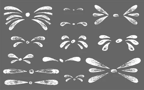 Hand draw brush quotes, commas, ornament, marks, splash, flourish set. Vector Stock Illustration
