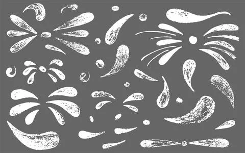 Hand draw brush quotes, commas, ornament, marks, splash, flourish set. Vector イラスト素材