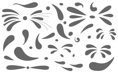 Hand draw brush quotes, commas, ornament, marks, splash, flourish set. Vector Illustrazione stock
