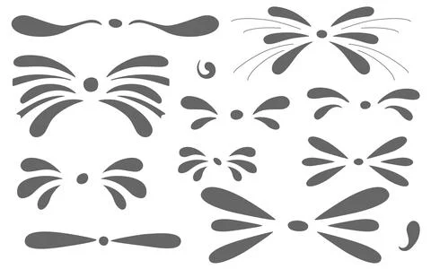 Hand draw brush quotes, commas, ornament, marks, splash, flourish set. Vector 스톡 일러스트