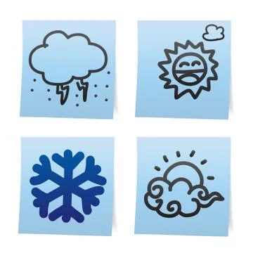 Hand draw cartoon on paper note. Stock Illustration