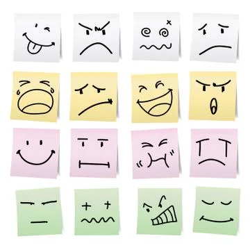 Hand draw cartoon on paper note. Stock Illustration