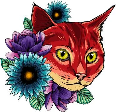 Hand draw of cat head vector illustration design Stock Illustration