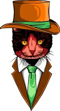 Hand draw of cat head vector illustration design Stock Illustration