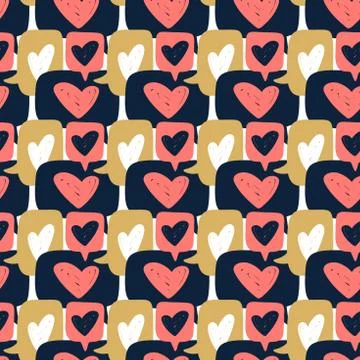 Hand draw Chat dialog speech clouds Cute Seamless pattern. Vector illustratio 스톡 일러스트