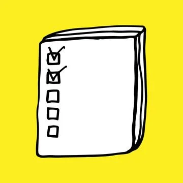 Hand draw check list, doodle clipboard check mark, to do list, vector Stock Illustration