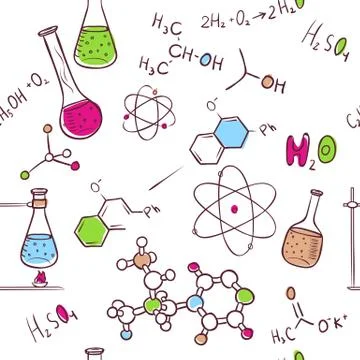 Hand draw chemistry pattern 스톡 일러스트