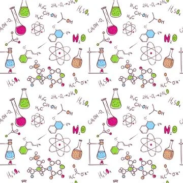 Hand draw chemistry pattern Stockillustratie