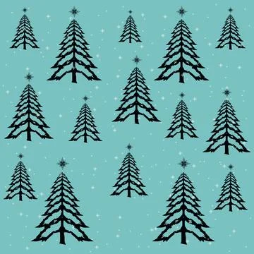 A Hand draw Christmas tree pattern design and snow vector pattern, winter t.. Stock Illustration