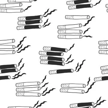 Hand draw cigarettes pattern background for World No Tobacco Day Stock Illustration