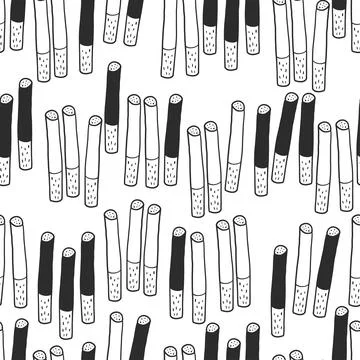 Hand draw cigarettes pattern on white background for World No Tobacco Day Stock Illustration