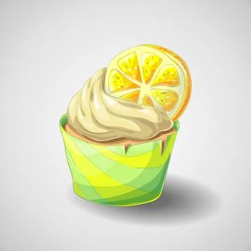 Hand draw. Citrus cupcake Stock Illustration