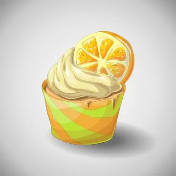 Hand draw. Citrus cupcake Stock Illustration