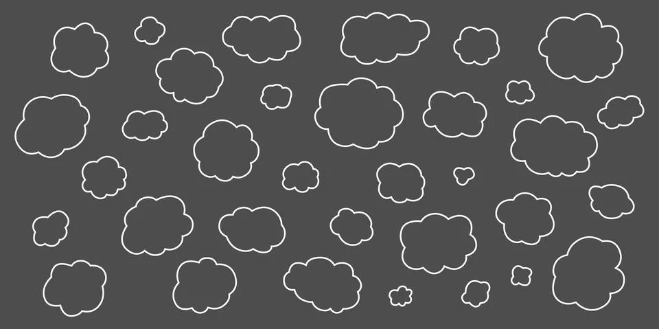 Hand draw clouds set. Outline stroke. Vector stock doodle illustration isolated 스톡 일러스트