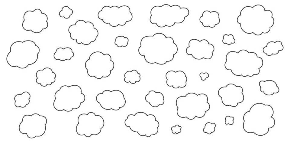 Hand draw clouds set. Outline stroke. Vector stock doodle illustration isolated Stock Illustration