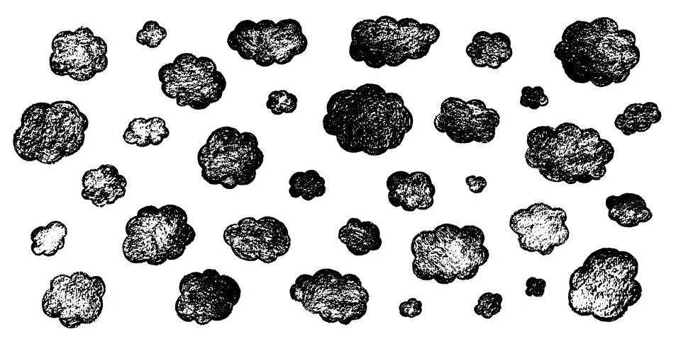 Hand draw clouds set. Vector stock doodle illustration isolated on white Stock Illustration