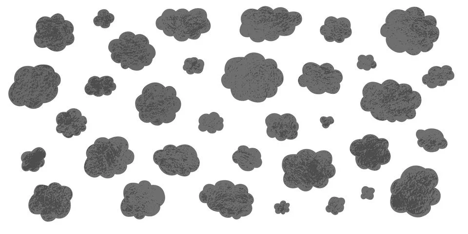 Hand draw clouds set. Vector stock doodle illustration isolated on white 스톡 일러스트