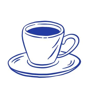 Hand draw coffee cup  vector illustration. Hot drink, espresso in sketch do.. Stock Illustration