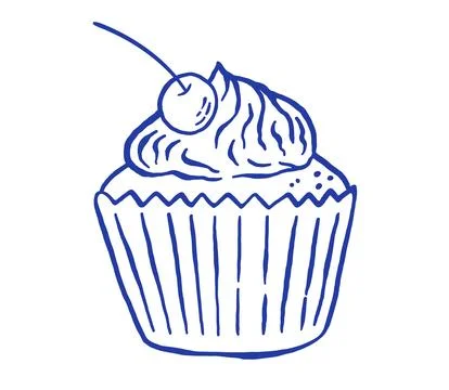 Hand draw cupcake vector illustration. Bakery in sketch doodle style Stock Illustration