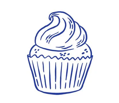 Hand draw cupcake vector illustration. Muffin in sketch doodle style. Fresh.. Stock Illustration