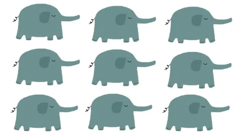 Hand draw cute elephant pattern on white background 4k animation Stock Footage 282506715