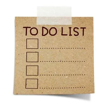 Hand draw to do list on note taped recycle paper Stock Photos