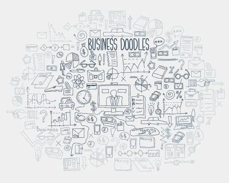 Hand draw doodle elements. Business finance chart graph Stock Illustration