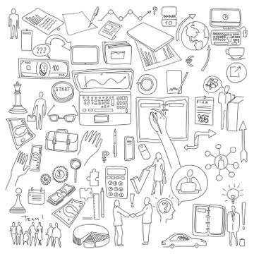 Hand draw doodle elements. Business finance chart graph Stock Illustration