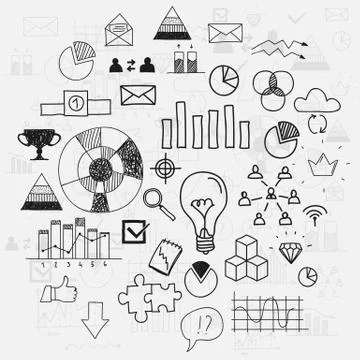 Hand draw doodle elements business scetches Concept infographic finance Stock Illustration