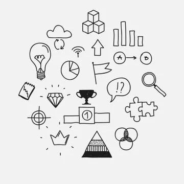 Hand draw doodle elements business scetches Concept infographic finance Illustrazione stock