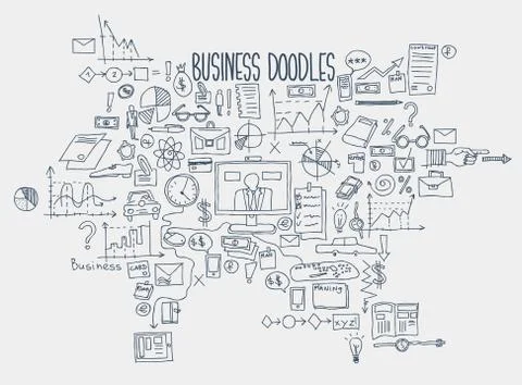 Hand draw doodle elements. Business finance chart graph Stock Illustration