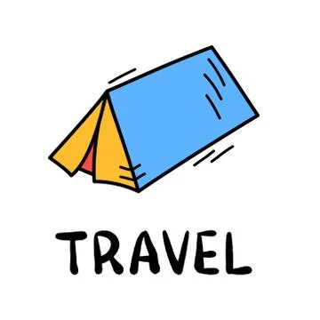 Hand draw doodle simple tent travel camp icon Illustrazione stock