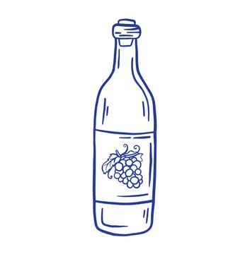 Hand draw doodle wine bottle vector illustration. Stock Illustration