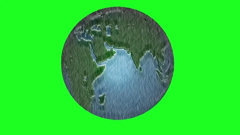 Hand Draw Earth Rotating on Green Stock Footage 91409491