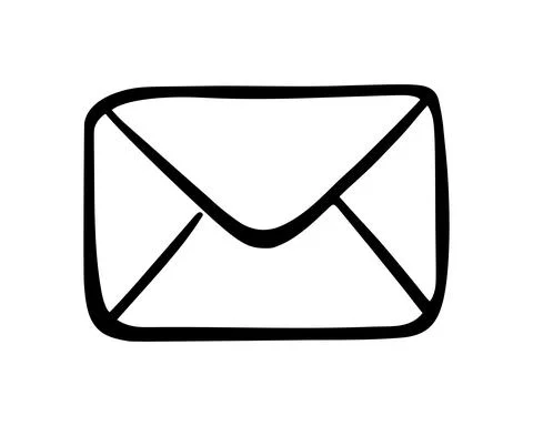 Hand draw email icon. Envelope sign. Vector Illustration. Transparent backgro Illustrazione stock