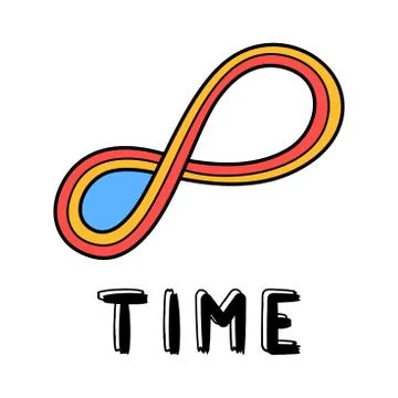 Hand draw endless time icon in doodle style for your design with lettering Illustrazione stock