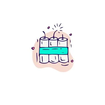 Hand draw firework icon. Petard, stars and pyrotechnics. Festival and event Stock Illustration