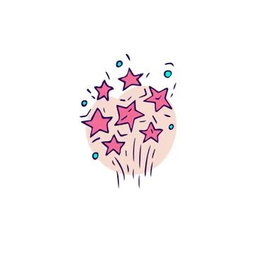 Hand draw firework icon. Petard, stars and pyrotechnics. Festival and event Stock Illustration