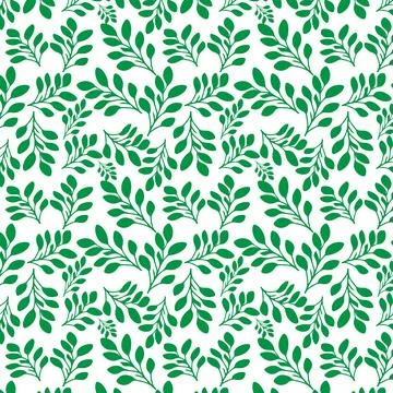 Hand draw floral seamless pattern of green leaves Spring Blossom Vector Des.. Stock Illustration
