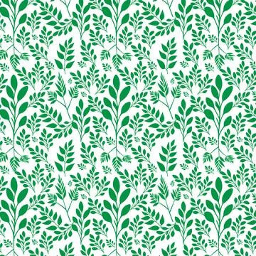 Hand draw floral seamless pattern of green leaves Spring Blossom Vector Des.. Stock Illustration
